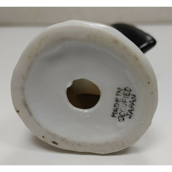 Vintage Occupied Japan Porcelain Colonial Figurines Man With Dog Sitting On Log - Picture 3 of 9